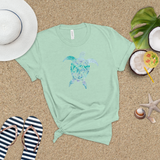 Tropical Turtle Shirt/ Coastal Watercolor Blue Sea Turtle T-Shirt