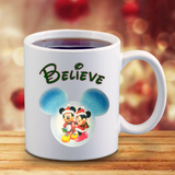 Disney Christmas Mugs / Mickey Mouse Christmas Snowglobe Holiday Coffee Mug/ Disney Santa Suit Mickey Winter Coffee Lover Gift