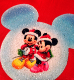 Disney Mickey Mouse Christmas Snowglobe Glitter Gift Bags/ Set Of 2 Snowglobe Mickey, Minnie Mouse Glitter Satin Christmas Red, Green Bags