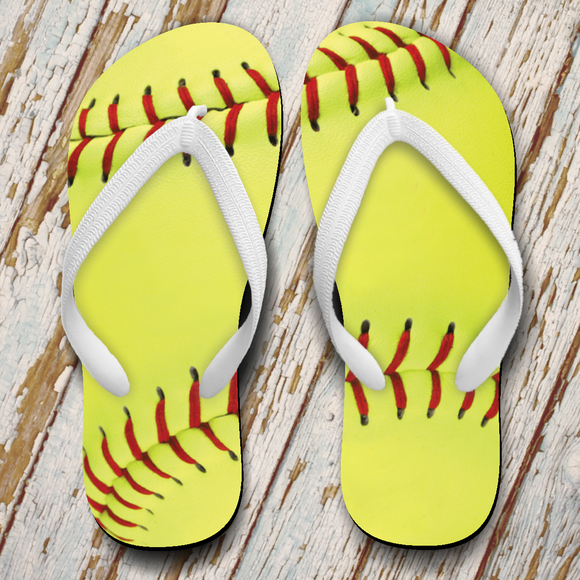 Softball Flip Flops/ Girls Softball Gift/ Softball  Mom Flip Flops/ Softball Player Flip Flops