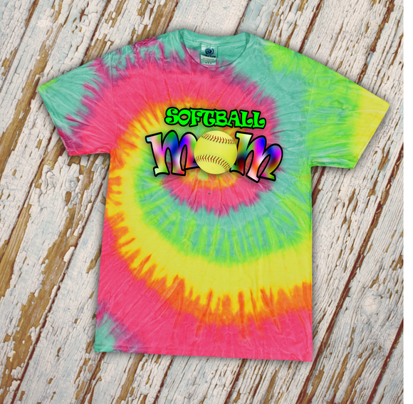 Softball Mom Tie Dye Shirts/ Girls Fastpitch Softball Quote Team Mom Gift Shirts