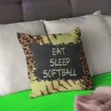 Softball Pillow/ Eat Sleep Softball Chalkboard Inspirational Quote Animal Print Bedroom Decor Gift