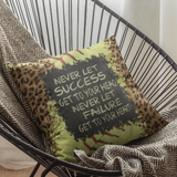 Softball Pillow/ Inspirational Motivational Quote Success Failure Animal Print Bedroom Decor Gift
