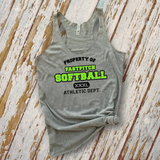 Softball Shirts/ Property Of Fastpitch Softball Tank Tops/ Girls Softball Mom Gift Shirts