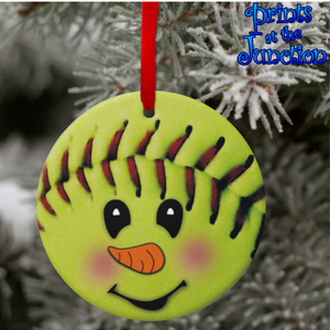 Softball Gift Christmas Ornament/ Softball Snowman Christmas Ceramic Ornament/ Softball Mom/ Coach/ Player Christmas Gift Tag