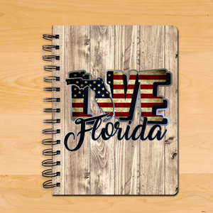 Flag Journal Gift/ Retro USA Flag Love Florida State Red, White And Blue Travel Notebook/ Diary Gift