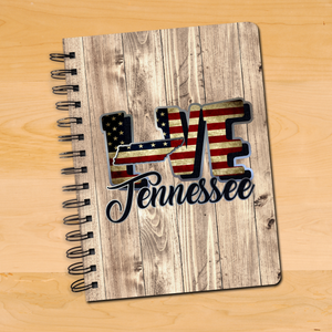Flag Journal Gift/ Retro USA Flag Love Tennessee State Red, White And Blue Travel Notebook/ Diary Gift