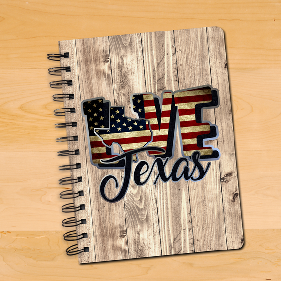 Flag Journal Gift/ Retro USA Flag Love Texas State Red, White And Blue Travel Notebook/ Diary Gift