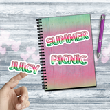 Watermelon Stickers/ Green, Pink Watermelon Foil Balloons Words Summer, Picnic, Juicy Laptop Decal, Planner, Journal Vinyl Stickers