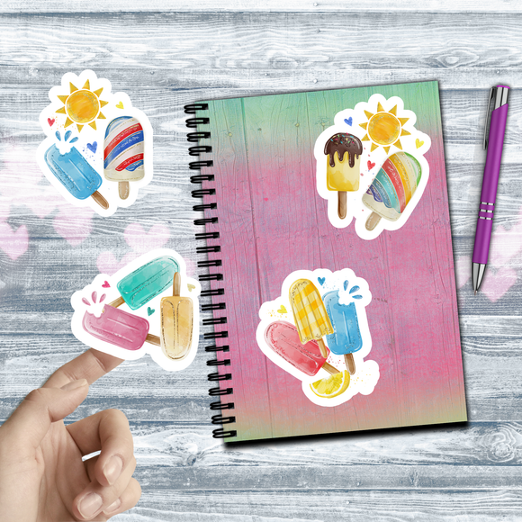 Popsicles And Sunshine Sticker/ Summer Sun Pastel Creamsicle, Popsicle Collection Laptop Decal, Planner, Journal Vinyl Stickers