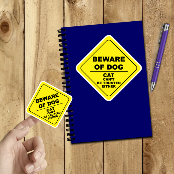 Dog Stickers/ Caution Sign Beware Of Dog Funny Laptop Decal, Planner, Journal Vinyl Stickers