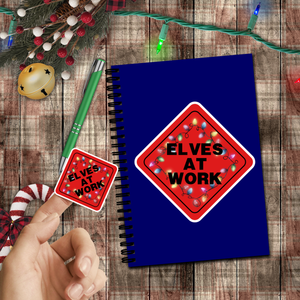 Christmas Stickers/ Elves At Work Holiday Lights Sign Laptop Decal, Planner, Journal Vinyl Stickers