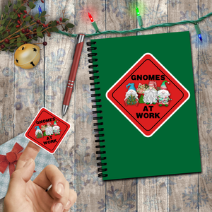 Christmas Stickers/ Gnomes At Work Holiday Lights Sign Laptop Decal, Planner, Journal Vinyl Stickers