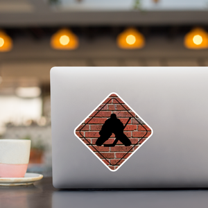 Hockey Stickers/ Caution Sign Brick Wall Goalie Laptop Decal, Planner, Journal Vinyl Stickers