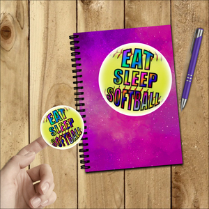 Softball Stickers/ Eat Sleep Softball Neon Tie Dye Laptop Decal, Planner, Journal Vinyl Stickers