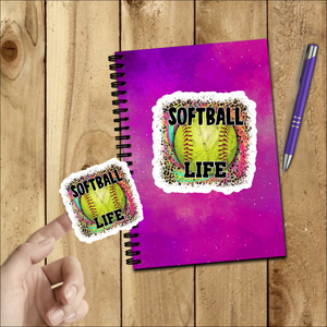 Softball Stickers/ Softball Life Neon Leopard Print Laptop Decal, Planner, Journal Vinyl Stickers