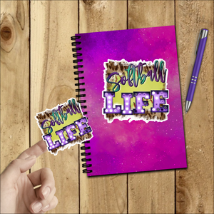 Softball Stickers/ Softball Life Purple Marquee Laptop Decal, Planner, Journal Vinyl Stickers