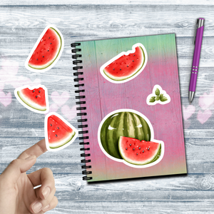 Watermelon Stickers/ Watercolor Summer Fruit Sticker Collection Laptop Decal, Planner, Journal Vinyl Sticker Pack