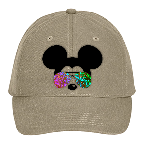 Disney Mickey Mouse Hat/ Holographic Sunglasses Mickey Baseball Hat/ Disney Mickey Holographic Metallic Sunglasses Vacation Adjustable Cap
