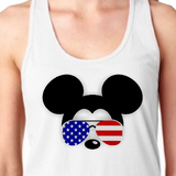 Mickey Mouse Sunglasses American Flag Tank/ Disney Patriotic Women’s Summer Tank / Disney Mickey Silhouette Tank
