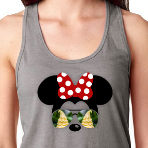 Minnie Mouse Sunglasses Dole Whip Tank Top/ Disney Dole Whip Women’s Summer Tank Top/ Disney Vacation Minnie Bow Silhouette Tank