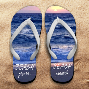 Sunset Beach Flip Flops/ Beach Please Flip Flops/ Summer Beach Sandals/ Beach Vacation Flip Flops