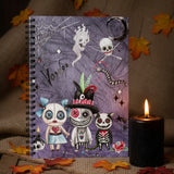 Halloween Journal/ Spooky Moon Cute Watercolor Voodoo Dolls And Black Magic Spells Cat Notebook/ Diary Gift