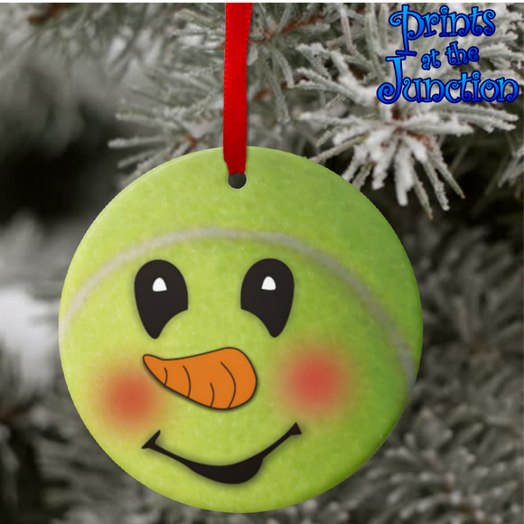 Tennis Snowman Ornament/ Tennis Ball Snowman Christmas Ornament/ Gift Tag/ Tennis Christmas Gift/ Tennis Ornament Keepsake
