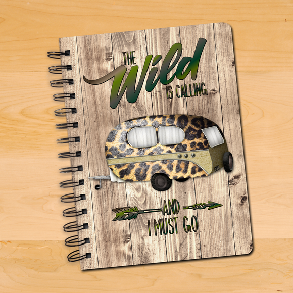 Camping Journal Gift/ The Wild Is Calling And I Must Go Animal Print Antique Retro Travel Notebook/ Diary Gift
