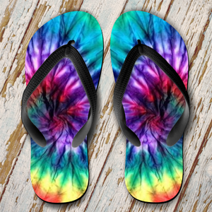 Tie Dye Flip Flops/ Tie Dye Summer Flip Flops/ Bridesmaid Gift/ Rainbow Beach Flip Flops/ Tie Dye Hippie/ Boho Sandals