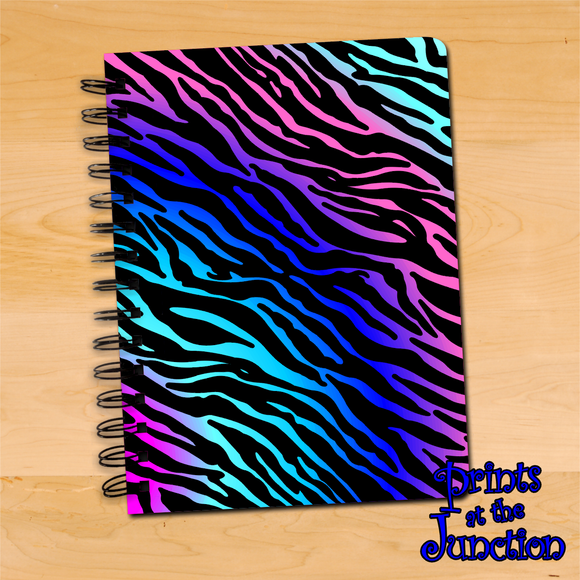 Zebra Print Notebook/ Animal Print Spiral Journal Gift/ Rainbow Tie Dye Diary Notebook/ Zebra Print Writing Journal Gift/ Animal Print Diary