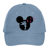 Disney Breast Cancer Awareness Hat/ Mickey, Tinkerbell Glitter Pink Ribbon Breast Cancer Hat/ Disney Cancer Awareness Mickey Baseball Cap