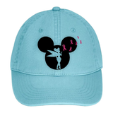 Disney Breast Cancer Awareness Hat/ Mickey, Tinkerbell Glitter Pink Ribbon Breast Cancer Hat/ Disney Cancer Awareness Mickey Baseball Cap