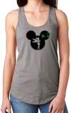 Disney St. Patrick’s Day Glitter Tank Top/ Mickey Silhouette Tinkerbell Glitter Shamrocks Tank/ Green Shamrocks Women’s Lucky Charm Tank