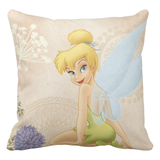 Disney Tinkerbell Pillow/ Disney Tinkerbell Fairy Room Décor/ Tinkerbell Floral Throw Pillow Gift/ Bedroom Decoration Fairy Throw Pillow