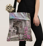 Floral Tote/ Watercolor Cottage Pink Flower Shop Large Bag