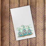 Gnome Towels/ Blue Watercolor Beach Gnomes Waffle Weave Kitchen Dish Towel Starfish Beach Decoration Gift