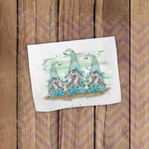 Gnome Towels/ Blue Watercolor Beach Gnomes Waffle Weave Kitchen Dish Towel Starfish Beach Decoration Gift