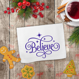 Christmas Towels/ Believe Waffle Weave Kitchen Dish Towel Holiday Decoration Gift
