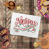 Christmas Towels/ North Pole Coffee Company Retro Santa Sign Waffle Weave Kitchen Dish Towel Holiday Decoration Gift