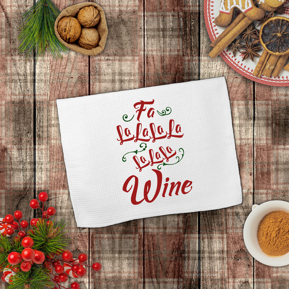 Christmas Carol Towels/ Fa La La La Wine Lovers Funny Drinking Waffle Weave Kitchen Dish Towel Holiday Decoration Gift