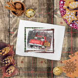 Christmas Gnome Towels/ Antique Red Truck Christmas Plaid Rustic Country Holiday Farmhouse Waffle Weave Kitchen Dish Towel Holiday Gift