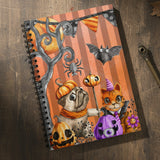 Halloween Journal/ Trick Or Treat Dog, Cat And Jack Olanterns Notebook/ Diary Gift