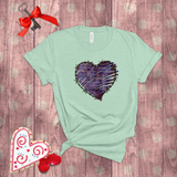 Valentine Shirts/ Distressed Purple Gothic Ephemera Journal Heart With Barbed Wire Frame T shirts