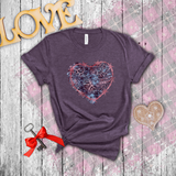 Valentine Shirts/ Distressed Purple Animal Print Gothic Heart With Rose Pink Barbed Wire Frame T shirts