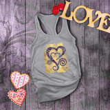 Valentine Tanks/ Purple Animal Print Gothic Grunge Hearts On Yellow Gold Brushstrokes Tank Tops