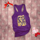Valentine Tanks/ Purple Animal Print Gothic Grunge Hearts On Yellow Gold Brushstrokes Tank Tops