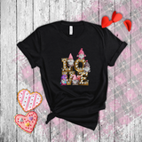 Valentine Shirts/ Cute Valentines Day Watercolor Gnomes On LOVE Marquee Letter Cinema Lights T Shirts
