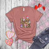 Valentine Shirts/ Cute Valentines Day Watercolor Gnomes On LOVE Marquee Letter Cinema Lights T Shirts
