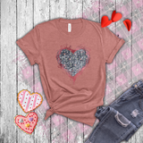 Valentine Shirts/ Gothic Grunge Gray Parchment Heart Skeleton Keys With Rose Pink Ivy Frame T shirts
